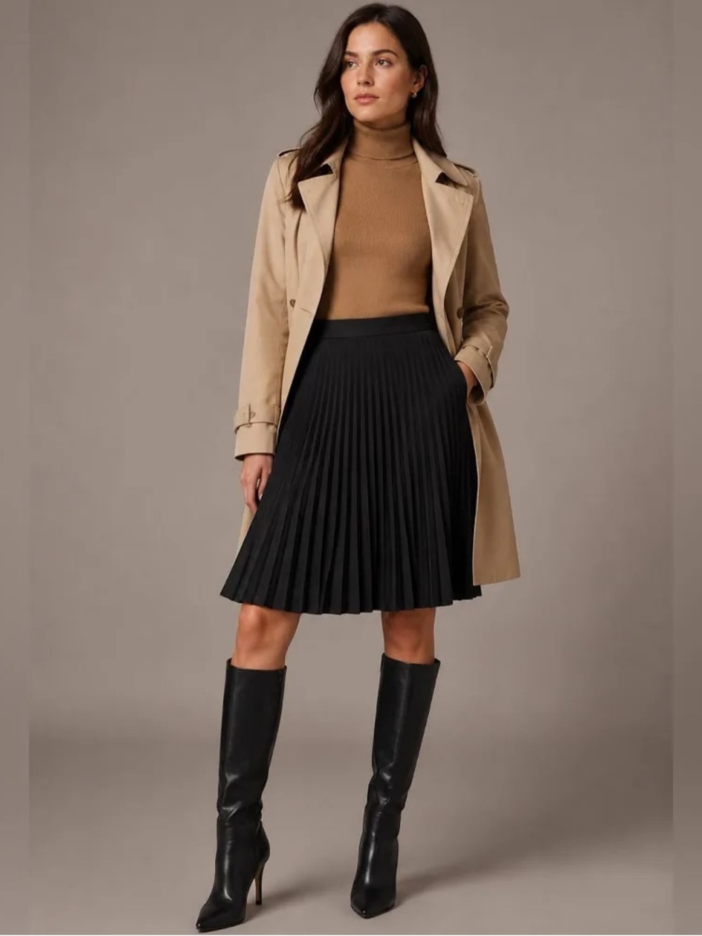 Vintage Uniform Burberry Black Pleated Circle Skirt